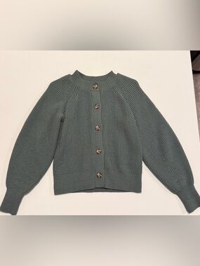Banana Republic Ribbed Button-Front Cardigan - Slate Green
